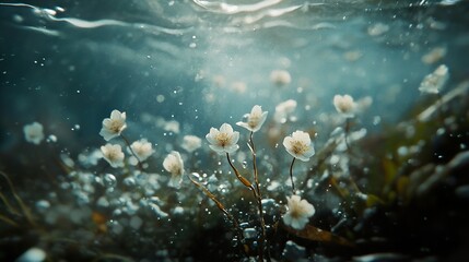 Fototapeta premium Submerged Beauty: Underwater Flowers in Bloom