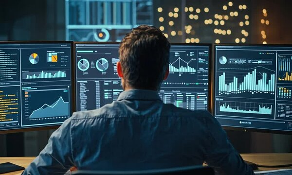 Data Analyst Working Late at Night