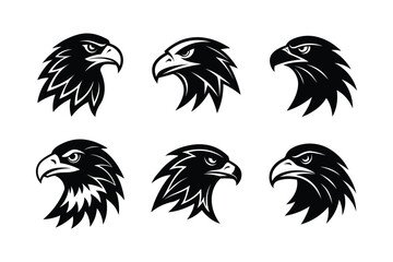set of eagle vector silhouette illustration ,Black and white rooster and cock vector illustration with bird and tattoo style elements