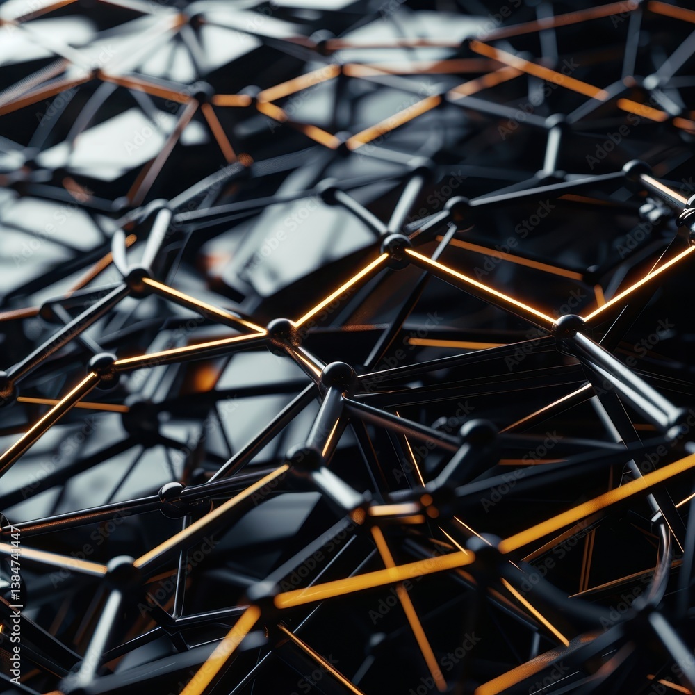 Poster abstract geometric structure with interconnected nodes and lines