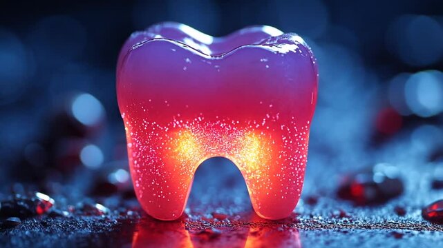 Illuminated tooth, dental health, glow effect, studio shot, for healthcare poster