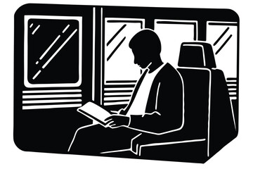 Studying on the Train or Bus Illustration

