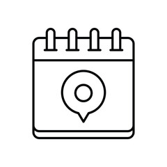 Calendar With Pin icon isolated on a white background. Vector illustration.