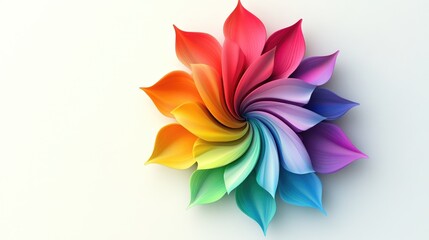 Obraz premium Colorful Spiral Flower Design with Bright Petals in Vibrant Shades on Smooth White Background