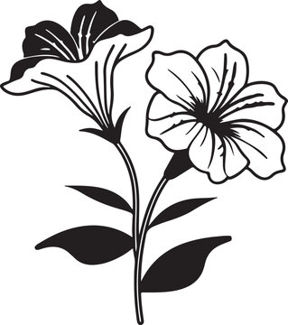 black and white petunia flowers clip art preview