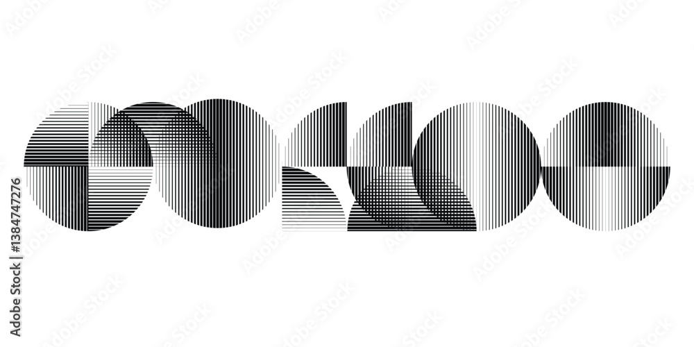 Poster modern artistic layout with semicircle design elements . many lines form half circles in art style .