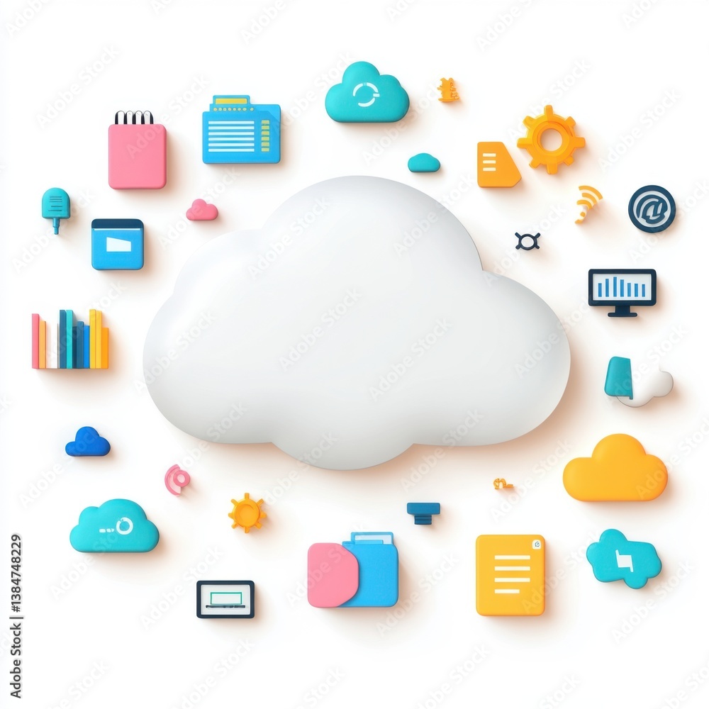 Poster cloud computing cloud computing data storage technology concept illustration