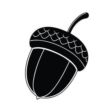 black acorn simple outline clip art preview