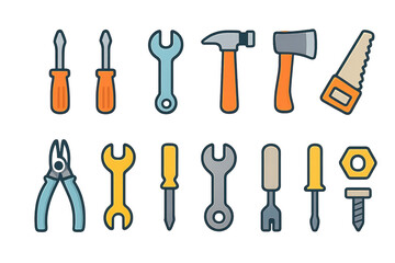 Colorful Cartoon Tools Collection for DIY and Home Improvement Projects