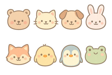 Cute and Adorable Cartoon Animal Faces for Children's Decor