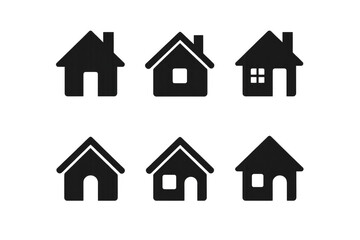 Fototapeta premium Set of Minimalist House Icons in Black for Graphic Design Use