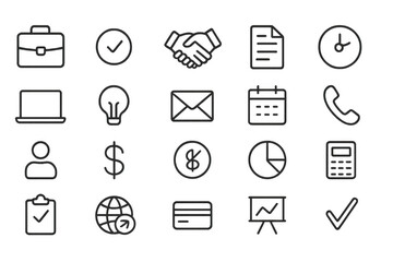 Business Icons Set for Finance, Communication, and Planning Needs