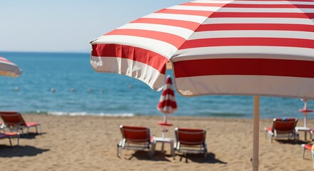 Fototapeta premium Crimson Stripes & Azure Dreams AI Generated