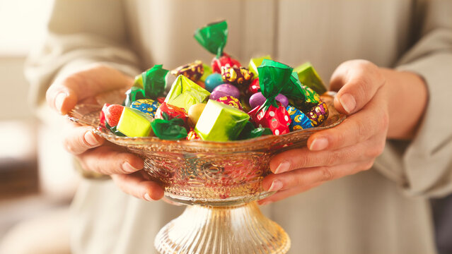 Many colorful treats, Colorful candy and chocolate, Ramadan Kareem concept	 - Powered by Adobe
