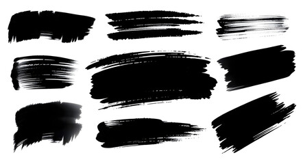 set of paint brush strokes