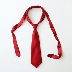 Elegant Red Necktie Isolated on White Background.