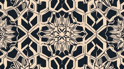 Minimalist Geometric Pattern with Symmetrical Shapes in Vector Style