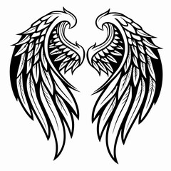 eagle with wings, Intricate Angel Wing Tattoo Vector Art, eagle tattoo vector