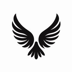 Naklejka premium very simple flat and minimalist Dove Wings silhouette in black on a white background