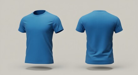 Blue T-Shirt Mockup: Front and Back View