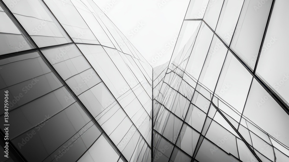 Poster modern glass architecture with abstract angles and reflections