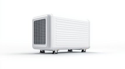 Modern Air Conditioning Unit with Sleek White Design Featuring Detailed Vent Patterns in Minimalistic Setting