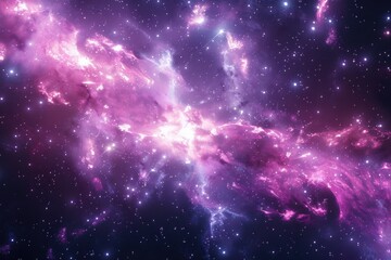Obraz premium Stunning galaxy formation with vibrant pink and purple hues in deep space at night