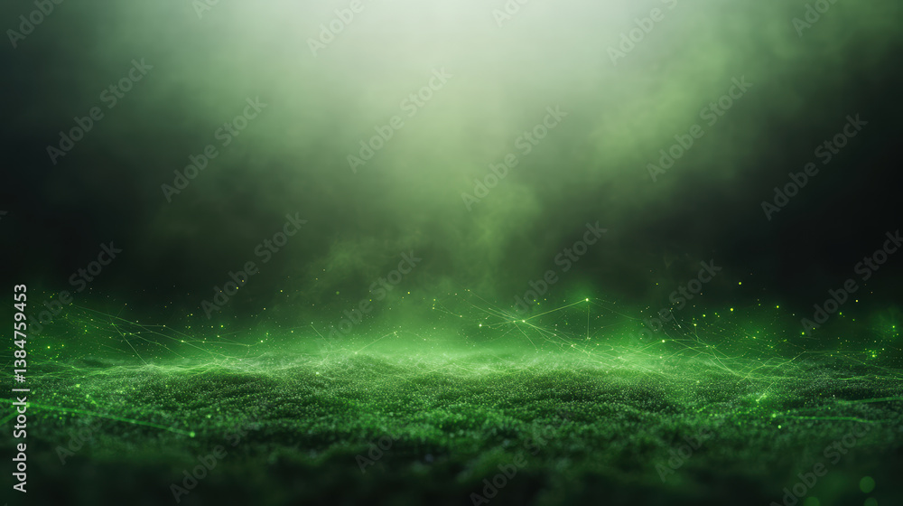 Poster mysterious green fog envelops textured surface, creating ethereal atmosphere
