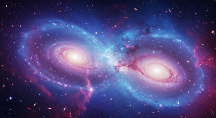 Cosmic Embrace: Twin Galaxies AI Generated