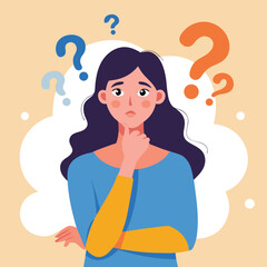 girl thinking vector illustration