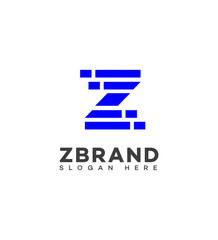 Naklejka premium Modern Z Letter Logo Design, Brand Identity, Minimalist, Technology, Abstract, Pixelated, Corpo