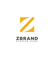 Obraz premium Modern Z Letter Logo Design, Brand Identity, Minimalist Style, Creative Square, Yellow Branding