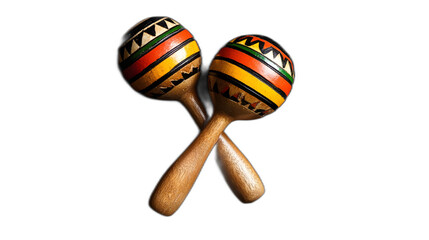 A pair of maracas placed against a solid black background