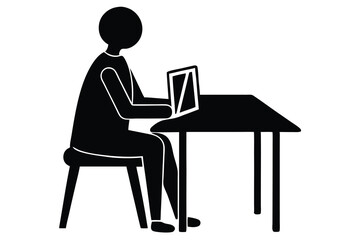 Studying with a Book at a Table Illustration

