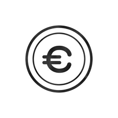 Watercolor Euro Coin Icon - European Currency Symbol