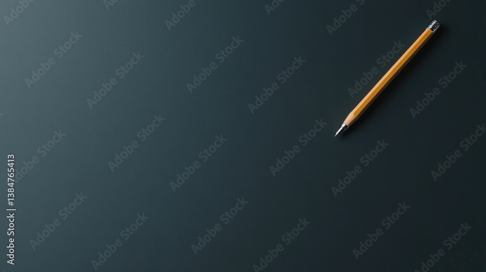 Poster minimalistic setup showcasing serene home schooling environment with single writing instrument posit