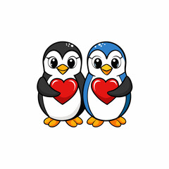 Naklejka premium penguins with heart