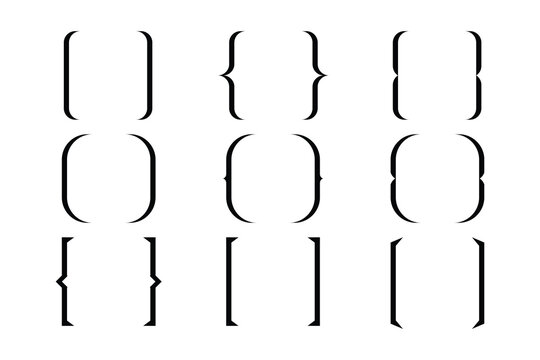 Vector collection of brackets set isolated on white background. Curly brackets icon for graphic design. Premium quality black brackets symbolic elements for websites, web, mobile apps, infographics