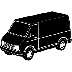 A clean vector silhouette of a delivery van 