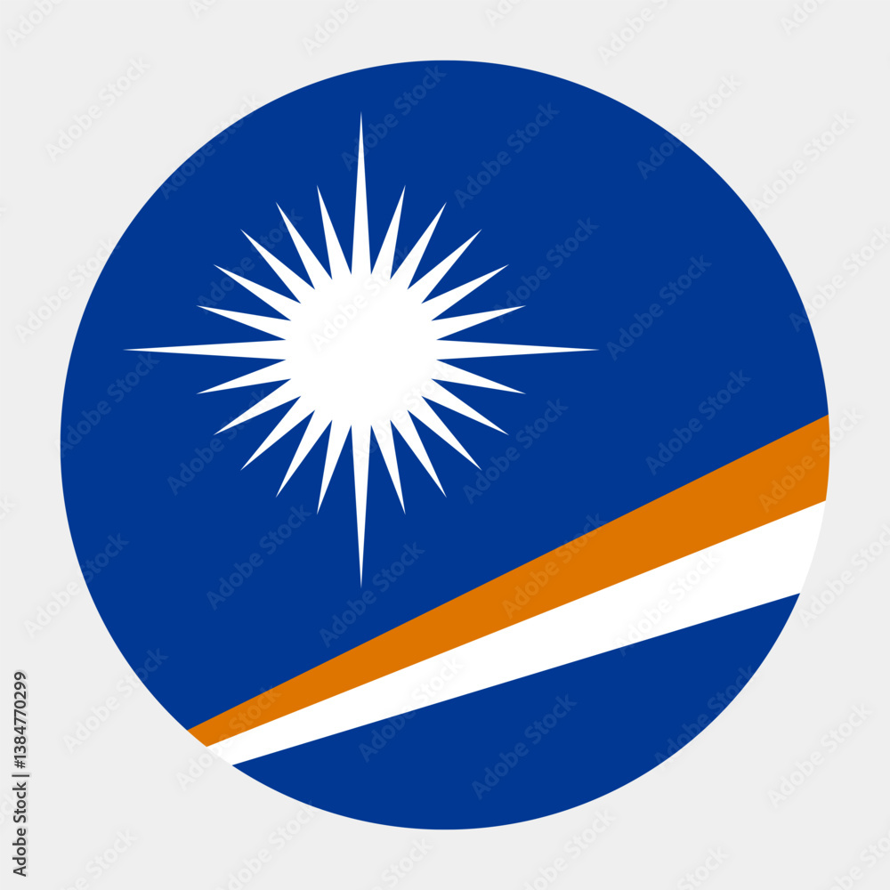 Poster marshall islands flag. button flag icon. standard color. circle icon flag. 3d illustration. computer