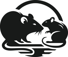 Rat silhouette animal black vector