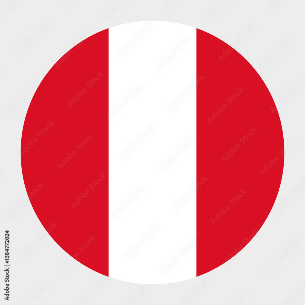 Poster the flag of peru. button flag icon. standard color. circle icon flag. computer illustration. digital