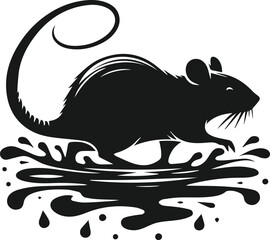 Rat silhouette animal black vector