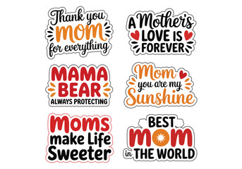 Inspirational Mother's Day quotes with vibrant typography and loving messages vector illustration