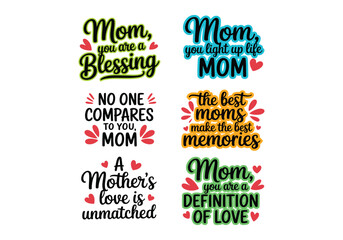 Loving Mother's Day quotes and messages with vibrant typography vector illustration