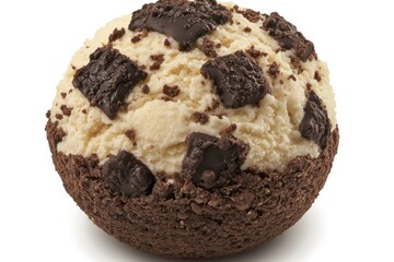 Creamy ice cream sphere, chocolate cookie pieces