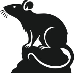 Rat silhouette animal black vector