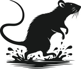 Rat silhouette animal black vector