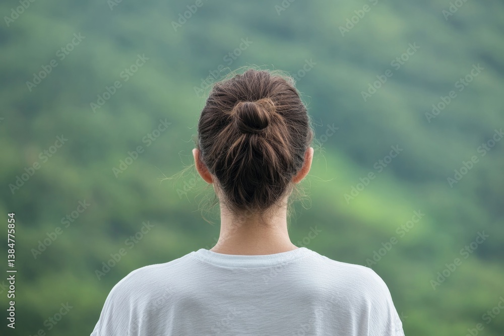 Poster portrait of person symbolizing world environment day with blurred backdrop for minimalistic and clea