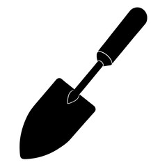 Shovel and trowel isolated on white background with metal and wooden handles